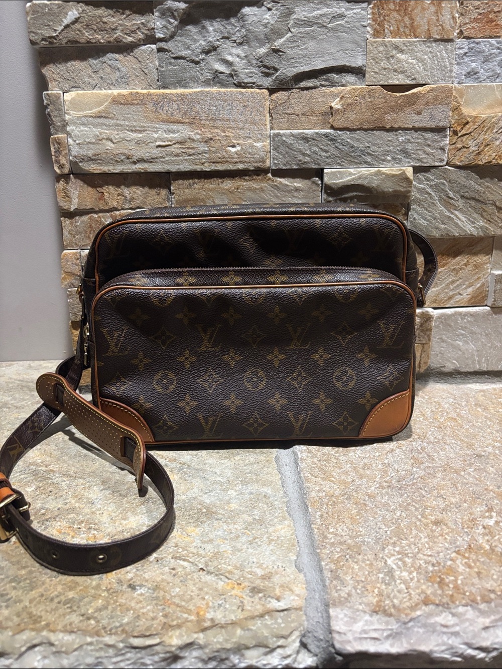 Louis Vuitton Monogram Canvas Nile Crossbody Bag in Brown and Tan